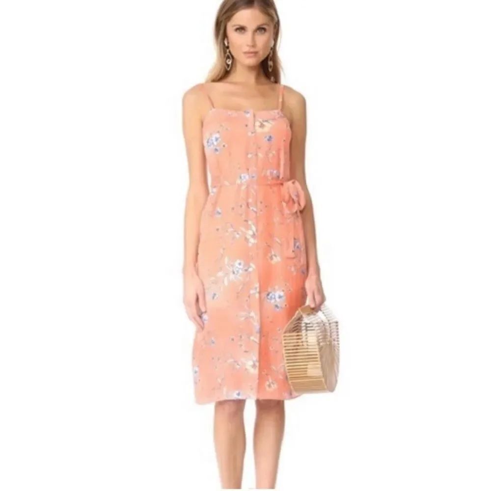 Womens Ali & Jay Peach Flower Frolicking Printed Sleeveless Button Dress - Sz M
